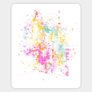 Abstract Vibrant Multicolor Brush Strokes and Splatters 4 Magnet